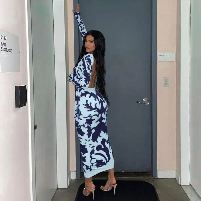 Nezo™ | Print jurk met open rug