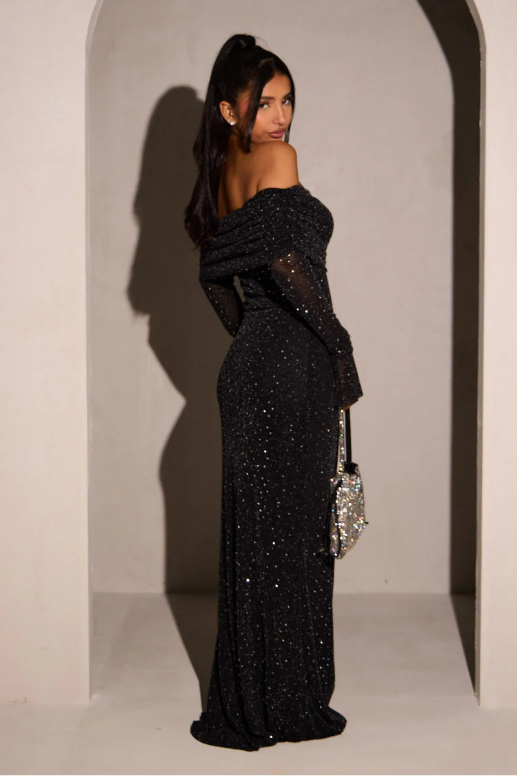 Nezo™ | Off-shoulder glitterjurk