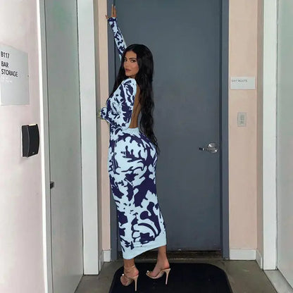 Nezo™ | Print jurk met open rug