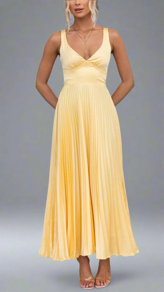 Nezo™ | Butter yellow zomerjurk met open rug