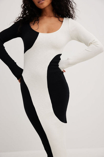 Nezo™ | Tweekleurig midi-jurk