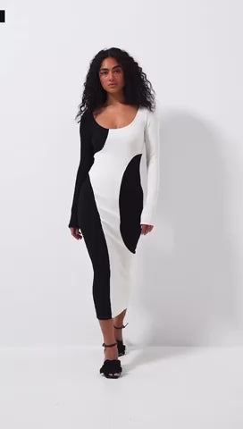 Nezo™ | Tweekleurig midi-jurk